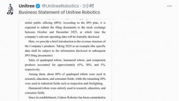 宇樹科技公布上市計劃 將在今年第四季度提交IPO申請
